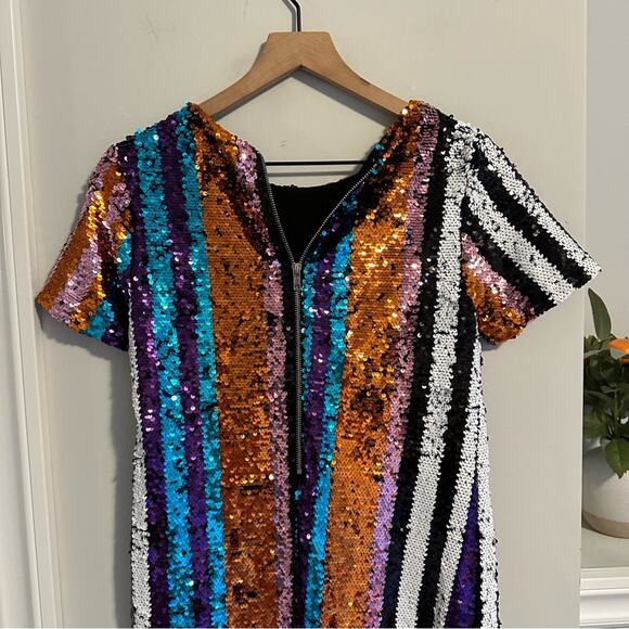 Karlie Striped Sequin Mini Dress Small - Picture 5 of 10
